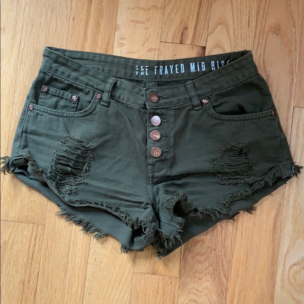Army green jean shorts size 4